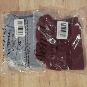 Bundle of 2 Soma embraceable wireless unlined Geo lace bralettes